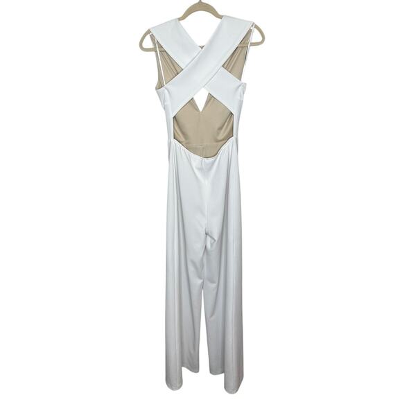 Lulus NWOT White Backless Jumpsuit Wide Leg V-Neck Cocktail Party Vacay M - Picture 4 of 10
